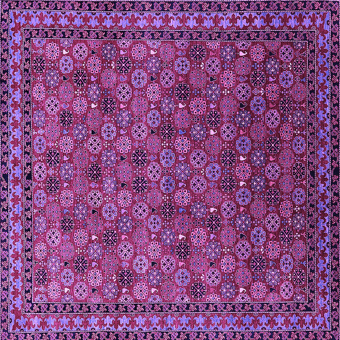 Square Machine Washable Oriental Purple Industrial Area Rugs, wshurb2308pur