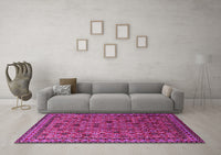 Machine Washable Oriental Pink Industrial Rug, wshurb2308pnk