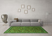 Machine Washable Oriental Green Industrial Area Rugs in a Living Room,, wshurb2308grn