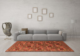 Machine Washable Oriental Orange Industrial Area Rugs in a Living Room, wshurb2309org