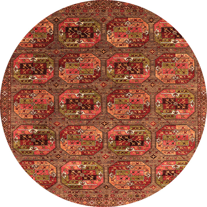 Round Machine Washable Oriental Orange Industrial Area Rugs, wshurb2309org