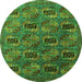 Round Oriental Green Industrial Rug, urb2309grn