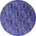 Round Oriental Blue Industrial Rug, urb2309blu