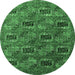 Round Oriental Emerald Green Industrial Rug, urb2309emgrn