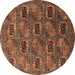 Round Oriental Brown Industrial Rug, urb2309brn