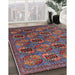 Mid-Century Modern Saffron Red Oriental Rug in Family Room, urb2309