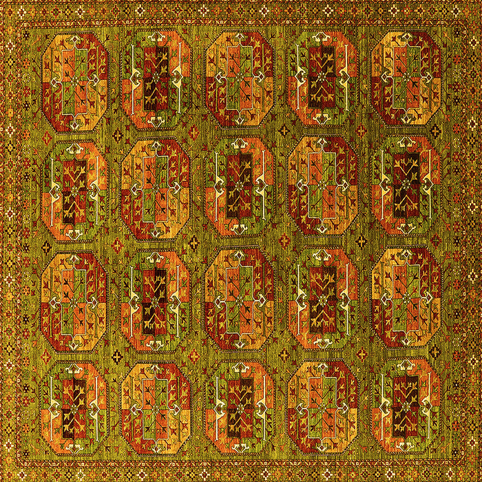 Square Machine Washable Oriental Yellow Industrial Rug, wshurb2309yw
