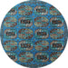 Round Oriental Light Blue Industrial Rug, urb2309lblu