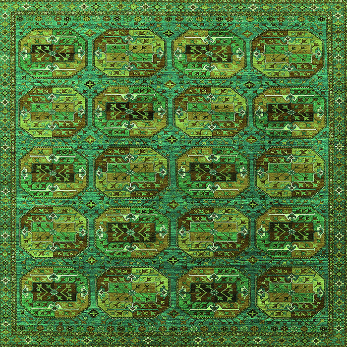Square Machine Washable Oriental Green Industrial Area Rugs, wshurb2309grn