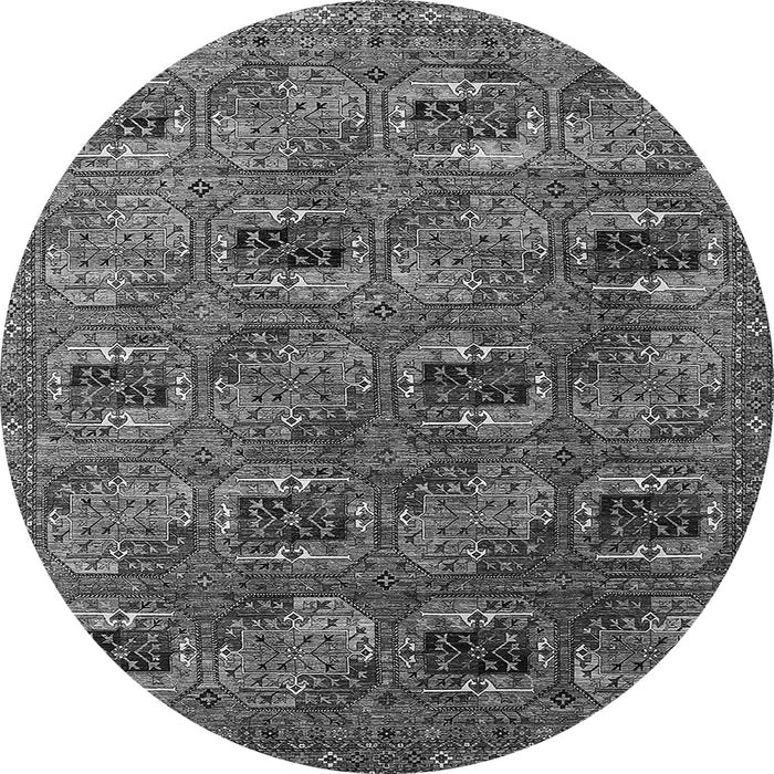 Round Oriental Gray Industrial Rug, urb2309gry