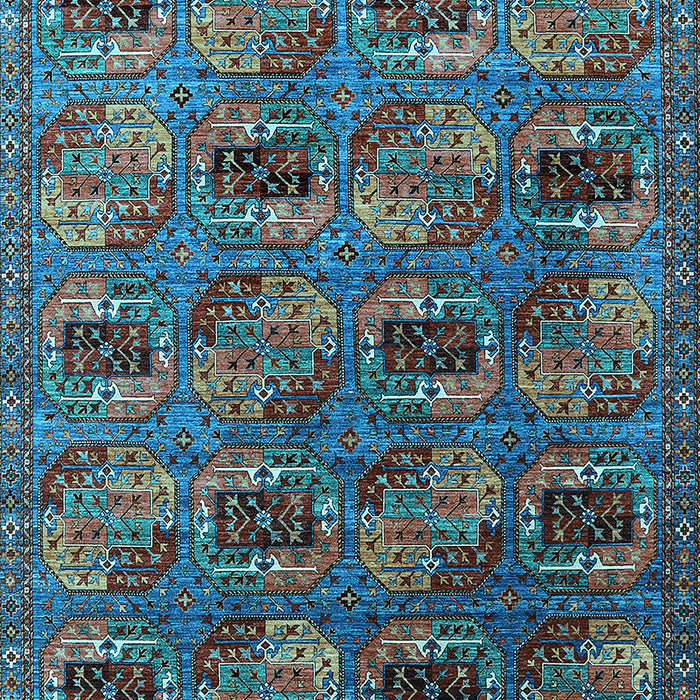 Machine Washable Oriental Light Blue Industrial Rug, wshurb2309lblu