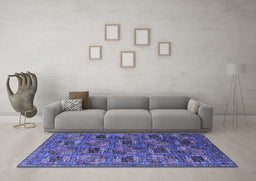 Machine Washable Oriental Blue Industrial Rug in a Living Room, wshurb2309blu