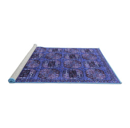 Sideview of Machine Washable Oriental Blue Industrial Rug, wshurb2309blu