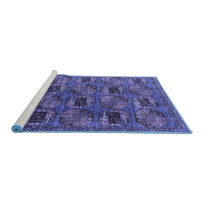 Sideview of Machine Washable Oriental Blue Industrial Rug, wshurb2309blu