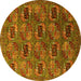 Round Oriental Yellow Industrial Rug, urb2309yw