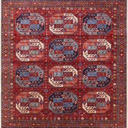 Square Mid-Century Modern Rose Purple Oriental Rug, urb2310