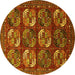 Round Machine Washable Oriental Yellow Industrial Rug, wshurb2310yw