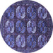 Round Oriental Blue Industrial Rug, urb2310blu