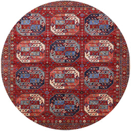 Round Mid-Century Modern Rose Purple Oriental Rug, urb2310