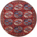 Round Mid-Century Modern Rose Purple Oriental Rug, urb2310