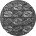 Round Machine Washable Oriental Gray Industrial Rug, wshurb2310gry