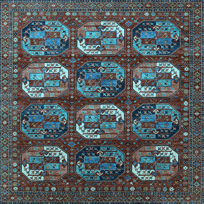 Square Machine Washable Oriental Light Blue Industrial Rug, wshurb2310lblu