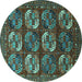 Round Oriental Turquoise Industrial Rug, urb2310turq