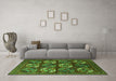 Machine Washable Oriental Green Industrial Area Rugs in a Living Room,, wshurb2310grn