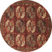 Round Oriental Brown Industrial Rug, urb2310brn