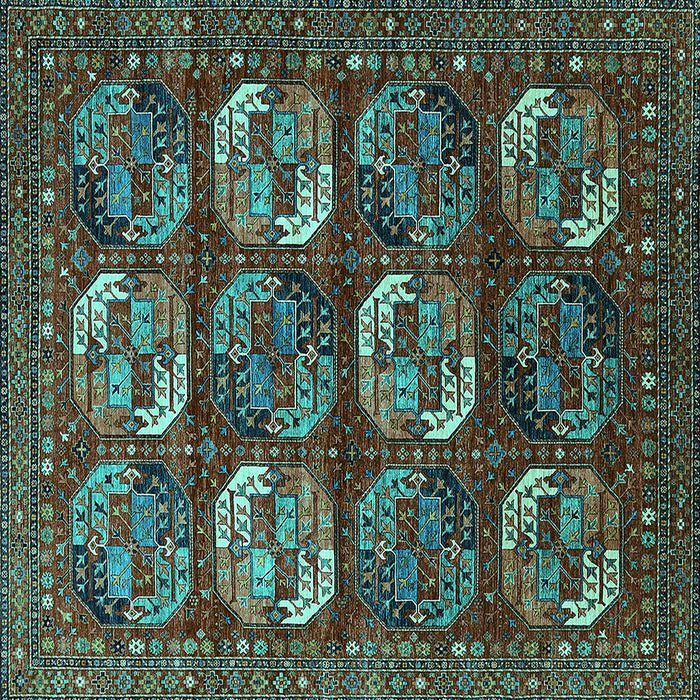 Square Oriental Turquoise Industrial Rug, urb2310turq