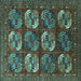 Square Oriental Turquoise Industrial Rug, urb2310turq