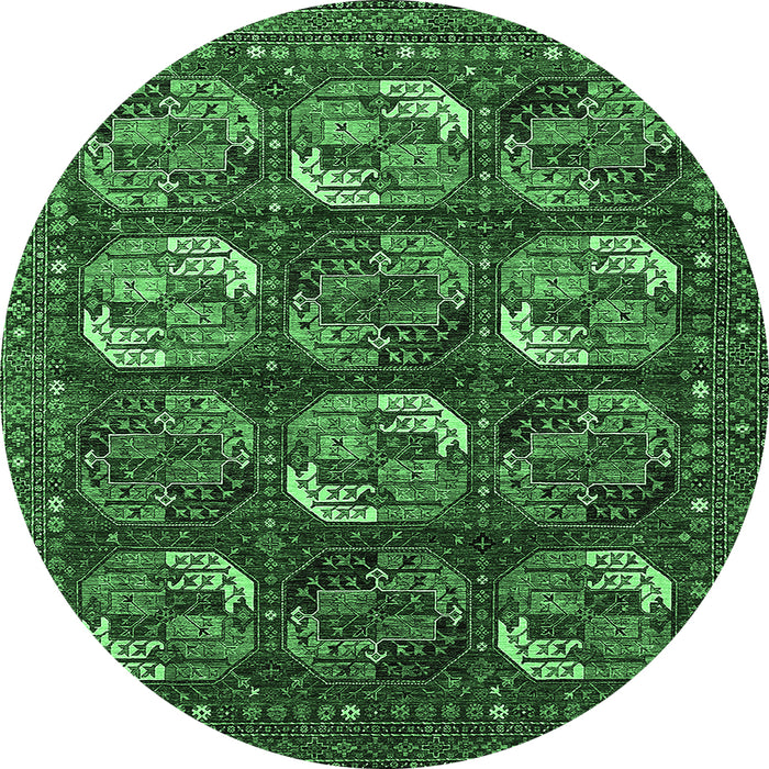 Round Oriental Emerald Green Industrial Rug, urb2310emgrn