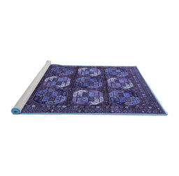 Sideview of Machine Washable Oriental Blue Industrial Rug, wshurb2310blu