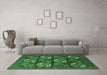 Machine Washable Oriental Emerald Green Industrial Area Rugs in a Living Room,, wshurb2310emgrn