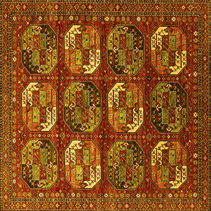 Square Machine Washable Oriental Yellow Industrial Rug, wshurb2310yw