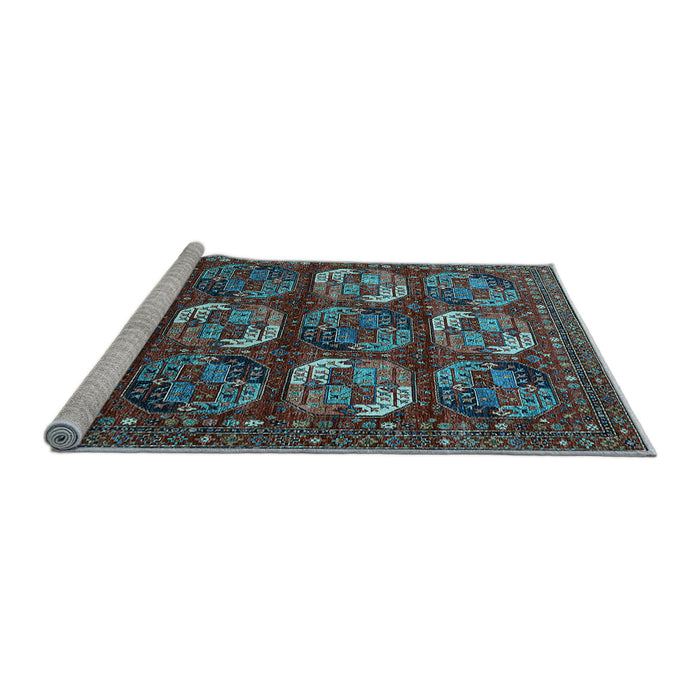 Sideview of Machine Washable Oriental Light Blue Industrial Rug, wshurb2310lblu