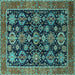 Square Oriental Turquoise Industrial Rug, urb2311turq