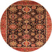 Round Oriental Orange Industrial Rug, urb2311org