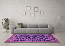 Machine Washable Oriental Purple Industrial Area Rugs in a Living Room, wshurb2311pur