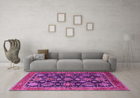 Machine Washable Oriental Pink Industrial Rug, wshurb2311pnk