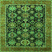 Square Machine Washable Oriental Green Industrial Area Rugs, wshurb2311grn