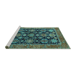 Sideview of Machine Washable Oriental Turquoise Industrial Area Rugs, wshurb2311turq