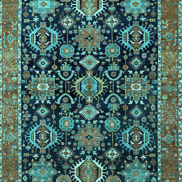Machine Washable Oriental Turquoise Industrial Area Rugs, wshurb2311turq