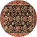 Round Oriental Brown Industrial Rug, urb2311brn