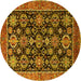 Round Oriental Yellow Industrial Rug, urb2311yw