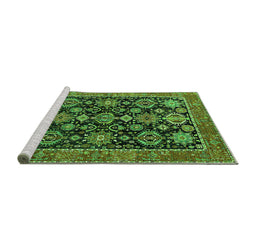 Sideview of Machine Washable Oriental Green Industrial Area Rugs, wshurb2311grn