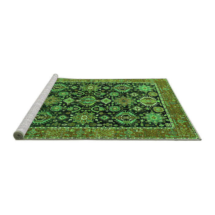 Sideview of Machine Washable Oriental Green Industrial Area Rugs, wshurb2311grn
