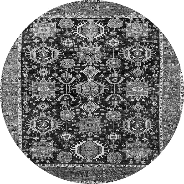 Round Oriental Gray Industrial Rug, urb2311gry