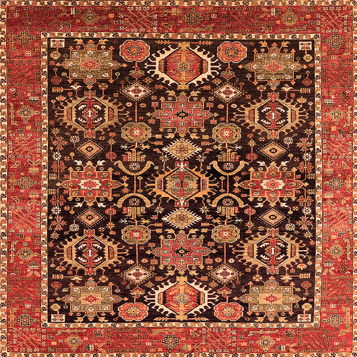 Square Oriental Orange Industrial Rug, urb2311org
