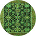 Round Machine Washable Oriental Green Industrial Area Rugs, wshurb2311grn